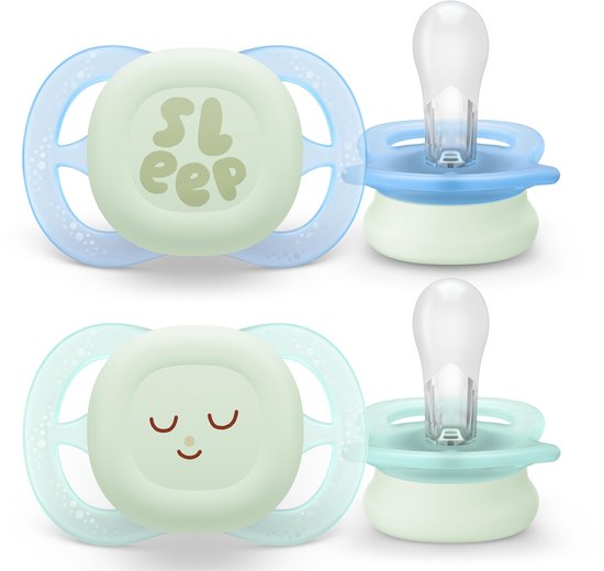 Philips Avent Ultra Start Night - Glow-in-the-dark siliconen fopspeen - 0-6 mnd - 2 stuks - SCF075/18 van Philips Avent — afbeelding 2