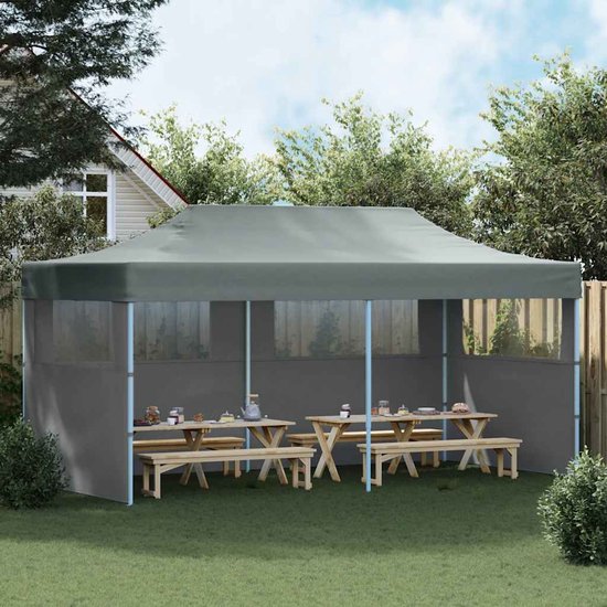 vidaXL - Partytent - pop-up - inklapbaar - met - zijwanden - 3x6 - m - antraciet
