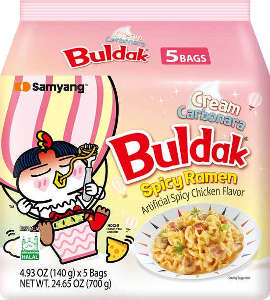 Samyang Buldak Cream Carbonara noodles 140g x 5 pack - HALAL