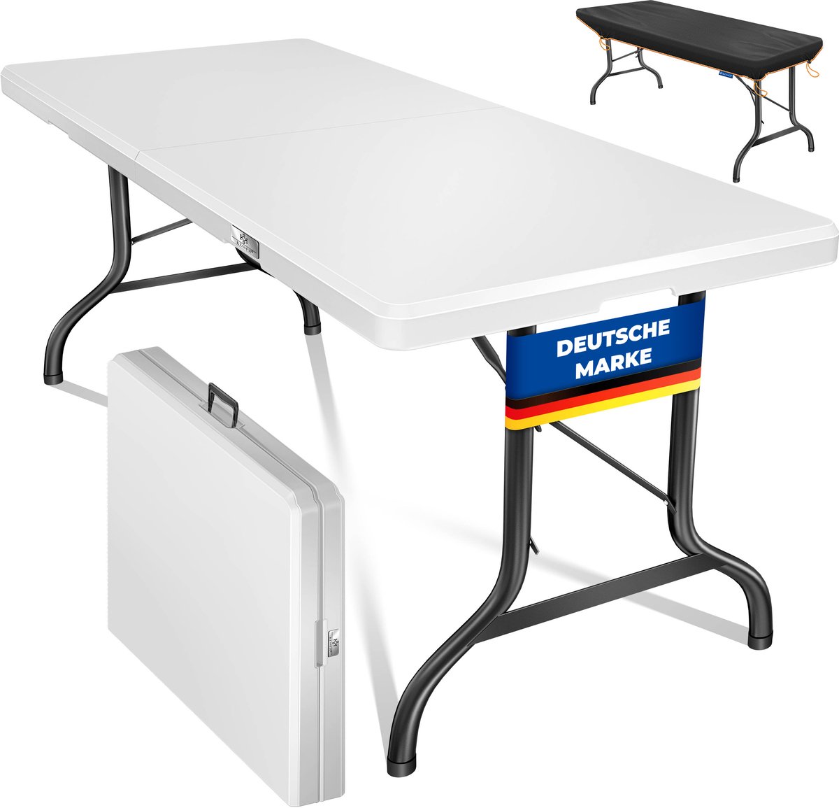 KESSER® Inklapbare Tafel 183x76x74cm Vouwtafel - Campingtafel Kunststof - Klaptafel Geschikt voor 8 Personen voor Tuin, Terras en Balkon inclusief Draaggreep - Wit