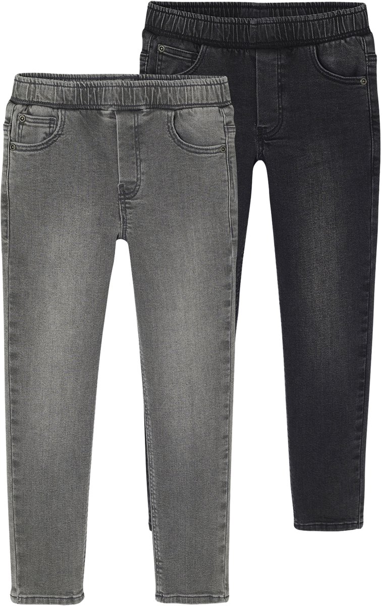 Vertbaudet Set van 2 slim-fit jeans met elastische en verstelbare taille