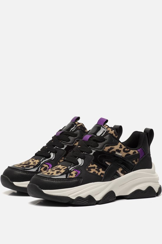 POSH by Poelman Gigi Leopard Sneakers zwart - Dames - Maat 39