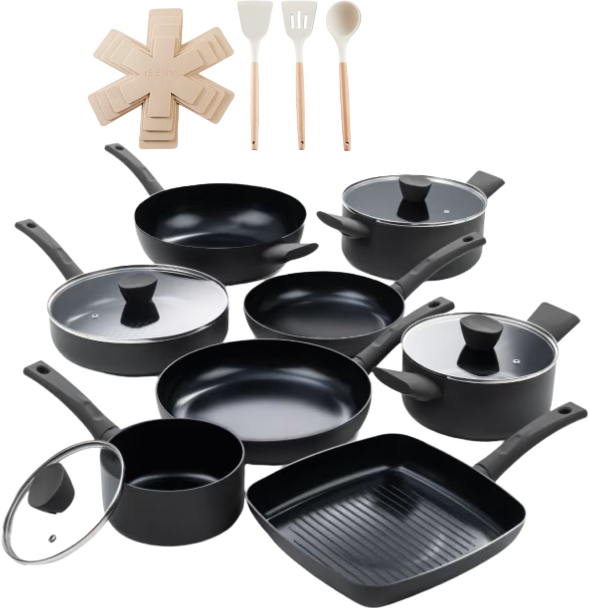 ISENVI Avon Chef Totaal Pannenset 8 delig - Ergo grepen