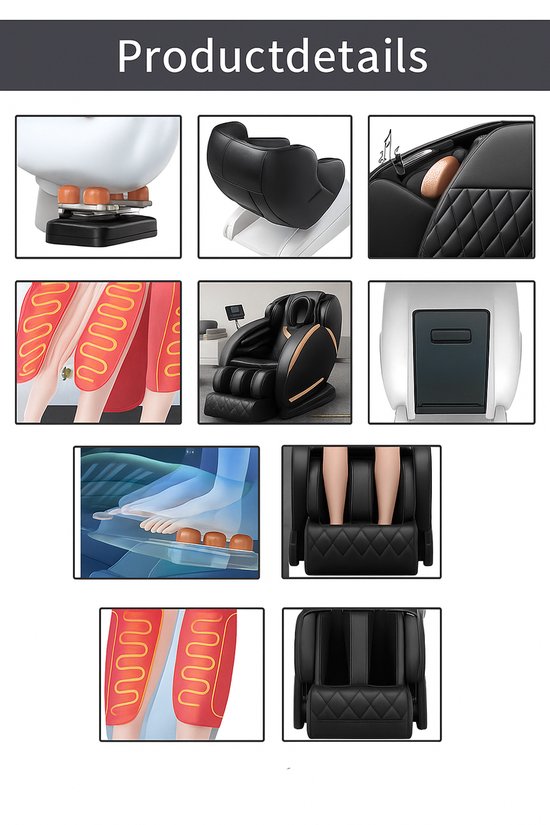 Molini Elektrische Massagestoel (Sensa) - met scherm, muziek, Bluetooth en veel opties - Welness - zwart