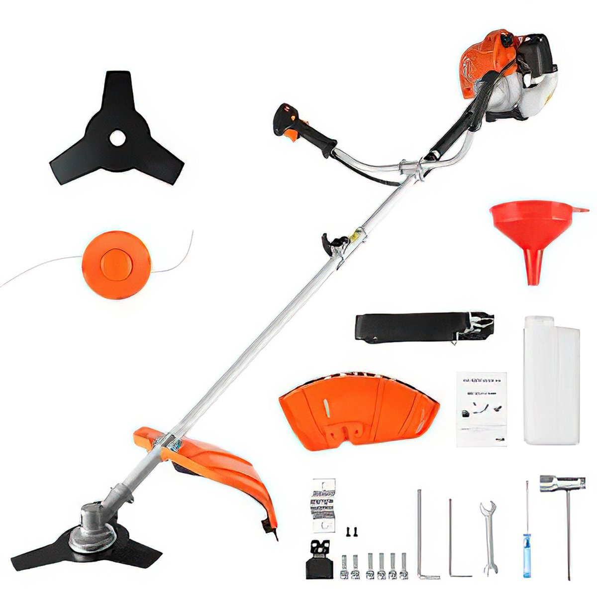 52cc 2-in-1 Benzine Bosmaaier - Professionele Trimmer met Mes + Touw voor Bramen/Struiken/Zwaar Onkruid, Krachtige 2-Takt Motor