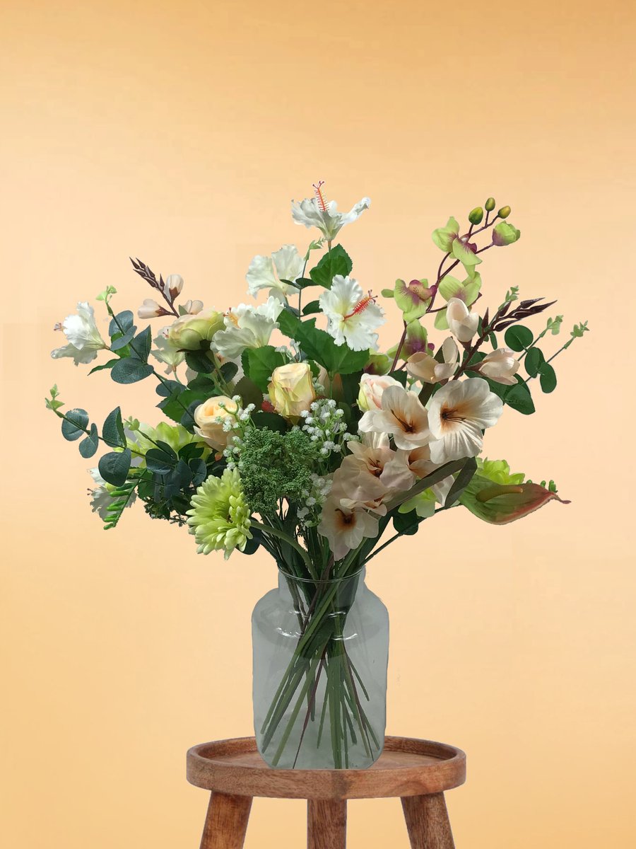 The Bloomistic® – Zijden Boeket – 70-80 cm hoog – Kunstbloemen – 19 stelen – moederdag – nepbloemen – housewarming cadeau – decoratie – decoratie woonkamer - voor haar