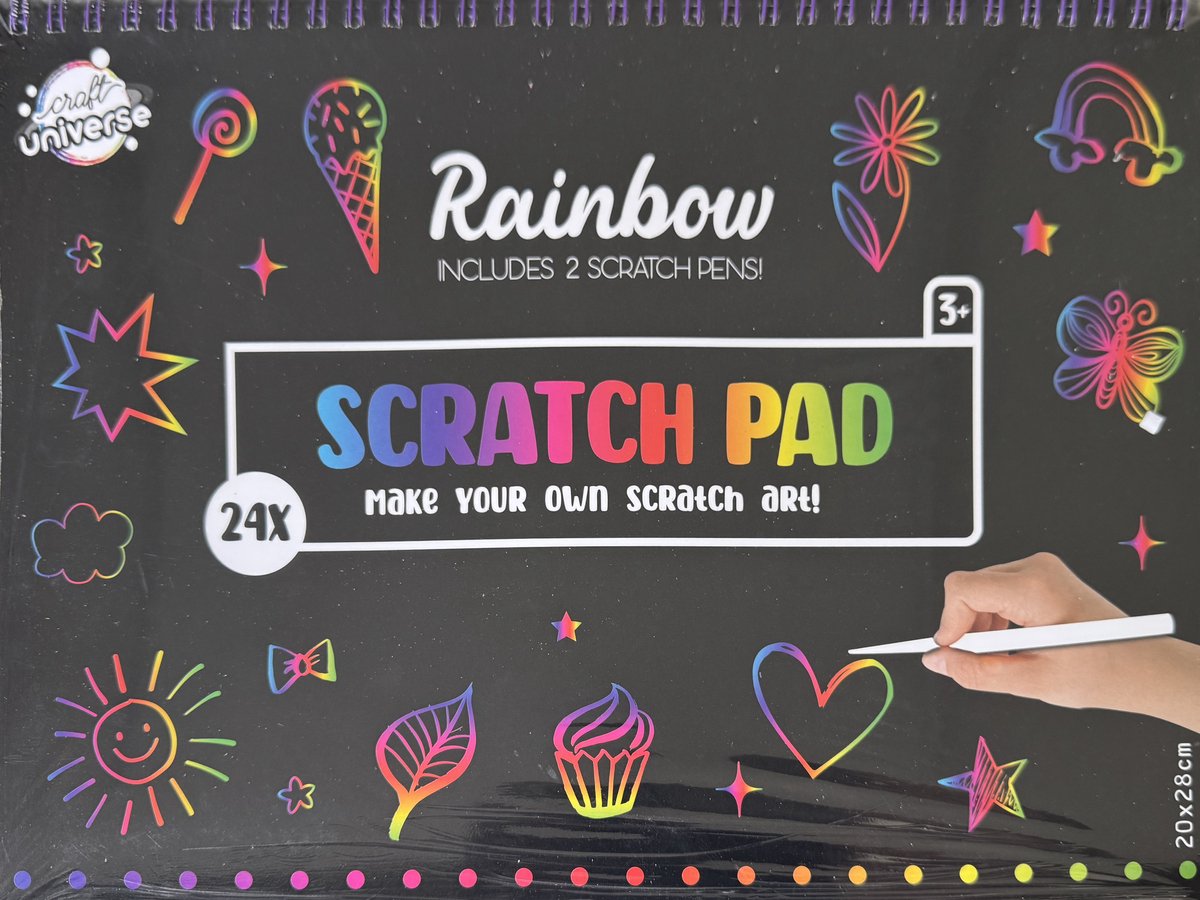 Craft Universe Krasblok Rainbow – 24 Vellen – Incl. 2 Kraspennen