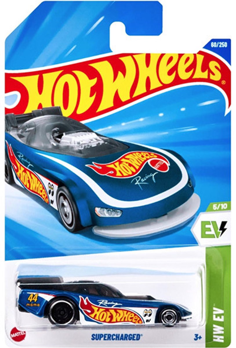 HOT WHEELS SUPERCHARGED 60/250 BLUE/BLACK 2025 1:64 HW EV 5/10 LONG CARD