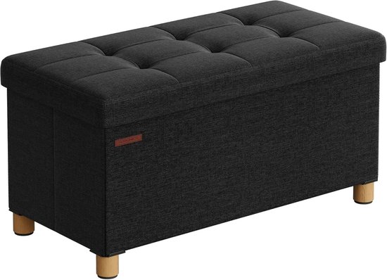 Banc de magasin Mila - Banc de rangement - Banc d'entrée - Gain de place - Robuste - Moderne - Tissu velours - 43 litres - Gris Duif - 38 x 38 x 38 cm (PxLxH)