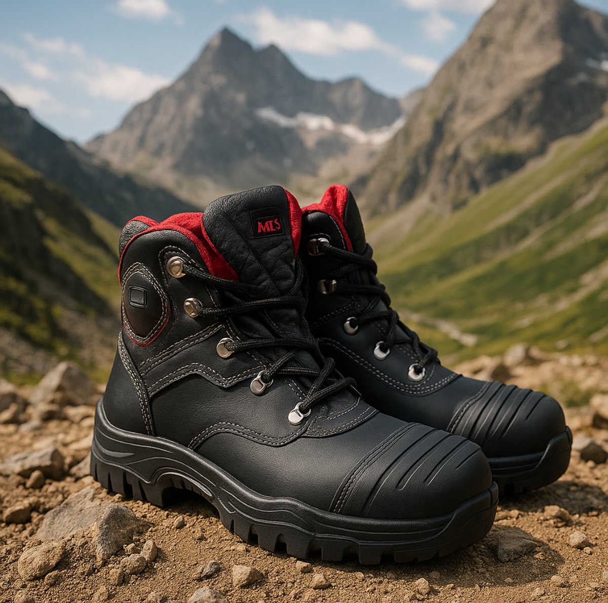 Werkschoenen MTS VINSON OV FLEX PRO S3 – Maat 40 | Metaalvrij | Zwart/Rood | Hoog model