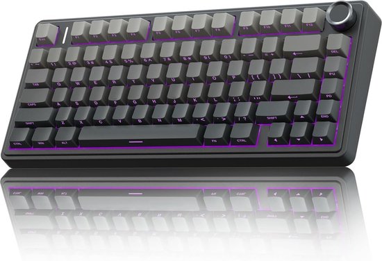 AULA F75 - Draadloze Gaming Toetsenbord - Mechanisch - Zij Bedrukte toetsen - Gasket - Hot Swap - Tri mode - QWERTY Toetsenborden- 80 Keys - Zeerif zwart