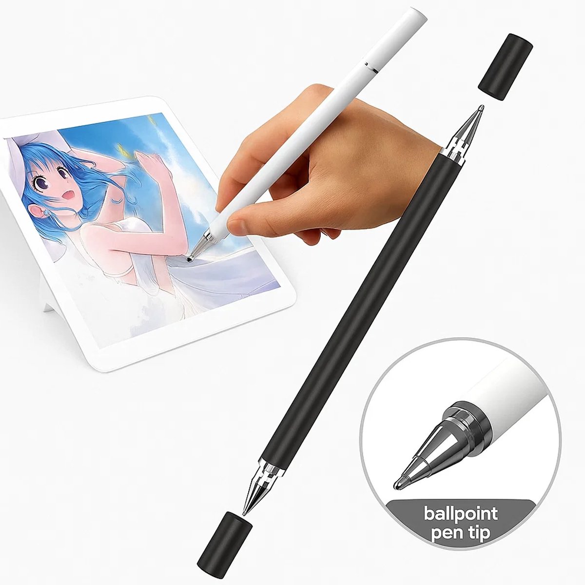 Stylus Pen Universeel I Precision Disc Capacitief I Stylus en Pen in Eén I Zwart