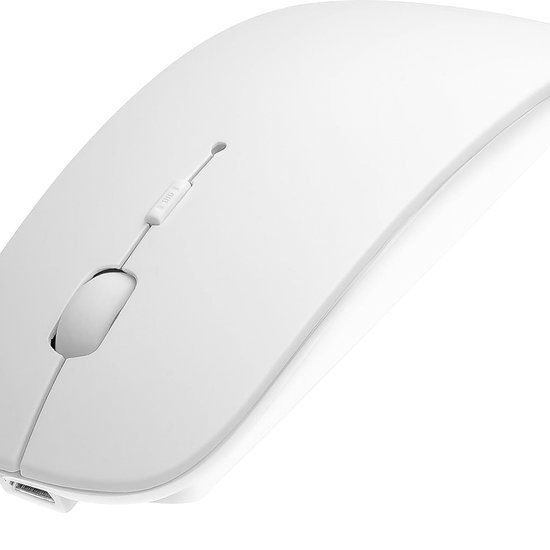 Draadloze Oplaadbare Muis – Bluetooth 5.2 & 2.4G – Geruisloze Klik – Ergonomisch Design – Voor Laptop PC MacBook – USB Ontvanger – Wit
