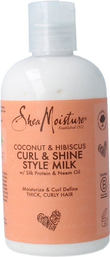 SheaMoisture Curl & Shine Style Milk pour cheveux épais et bouclés Coco & Hibiscus sans sulfates ni silicones 254 ml