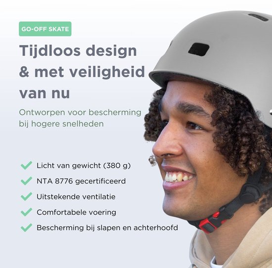 GOOFF® Skate Snorfiets Jethelm - Fietshelm voor Speed Pedelec - NTA 8776 Gecertificeerd - Snorscooter Helm voor Volwassenen - Goedgekeurd voor Blauw Kenteken en E Bike - Dames en Heren - M - Matgrijs