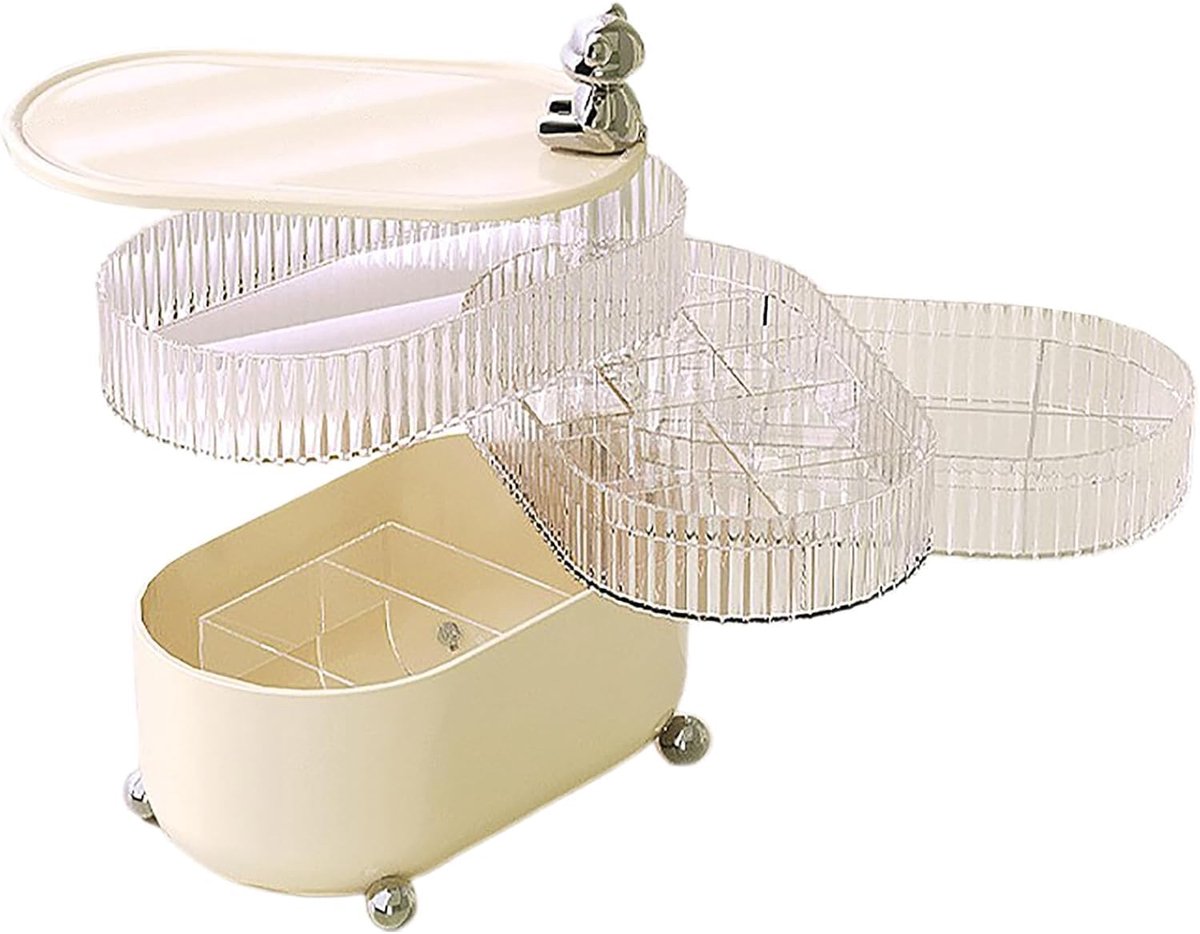 Ibenzoa® Sieradenorganizer met 4 draaibare niveaus voor dames en meisjes in stijlvol wit design