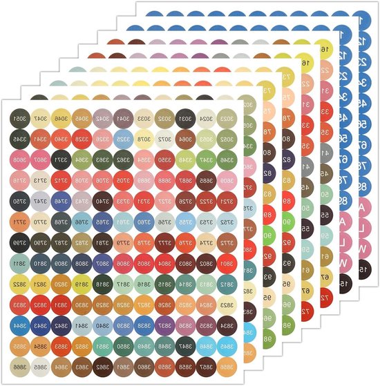 8 Vellen Kleurcijferstickers, 447 Meerkleurige Etiketten Letterstickers Inclusief 1-99 Cijferstickers en 26 Letters voor Het Sorteren van Diamond Art Painting Opbergdoos, Nummer, Kleur (2 set