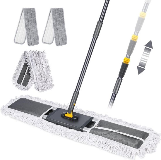 BOSHENG Mop en emmer met wringerset, handsfree platte dweil en emmer, inclusief 3 wasbare microvezelpads, nat en droog gebruik, reinigingssysteem voor thuisvloer, zwart en rood