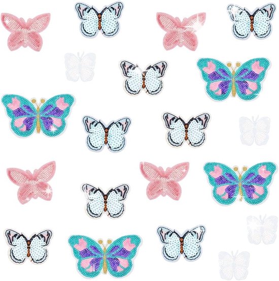 24 ster strijkpatches, met 1 verpakking naaiset, kinderstrijkstickers, ster-strijkstickers, kleine cirkelset, ronde beugelstickers, jeans-kledingpatches, geschikt voor doe-het-zelf kledingreparatie