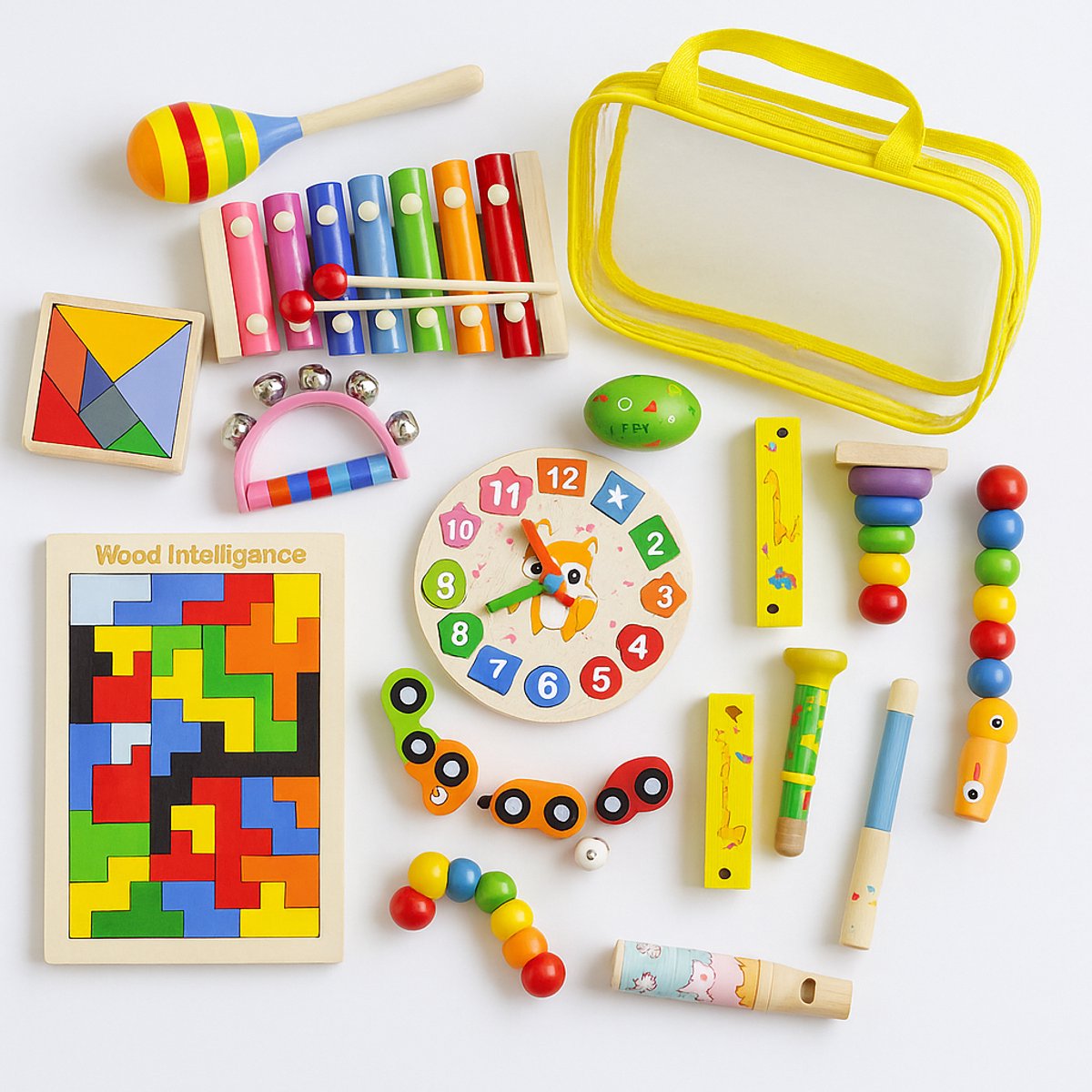 Best4Juniors 18-Delige Houten Muziekinstrumenten Set – Educatief & Sensorisch Speelgoed (1–7 jaar)