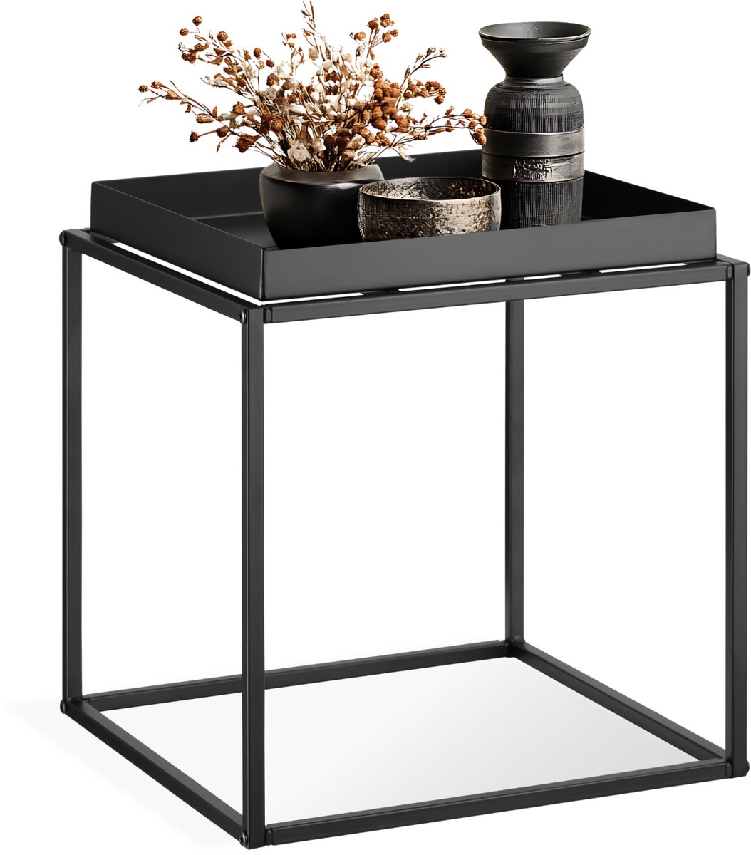 tectake -  Bijzettafel Cambridge  40x40x44cm - zwart - 404180