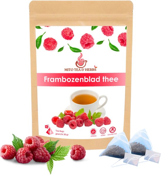 Thé de Grossesse Mito - Thé naturel aux feuilles de framboisier - 15 sachets - Riche en fer - Soutien - Sans additifs
