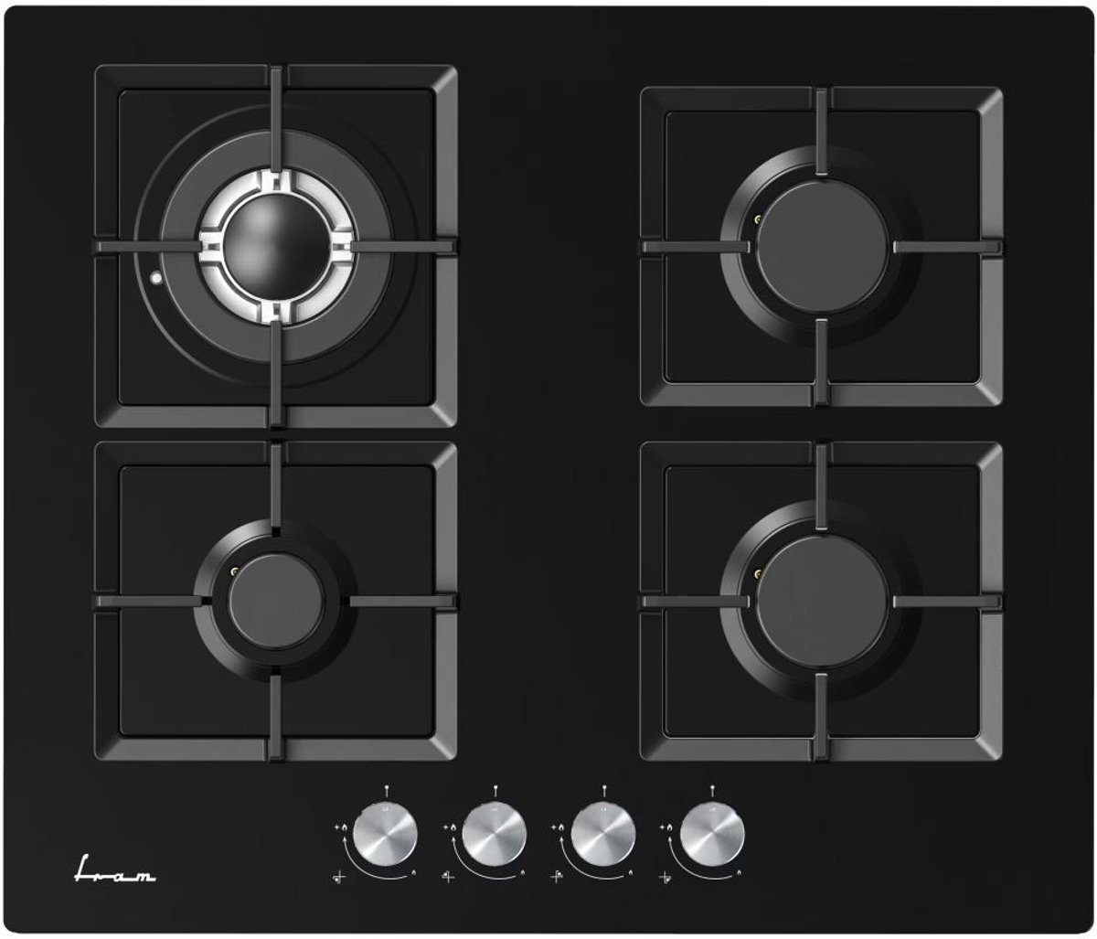 Fram FBH-M4IRF-GBK Inbouw Gaskookplaat – 60 cm – 4 Branders – Elektronische Ontsteking – Vlambeveiliging – 5 Jaar Garantie – Zwart Glas