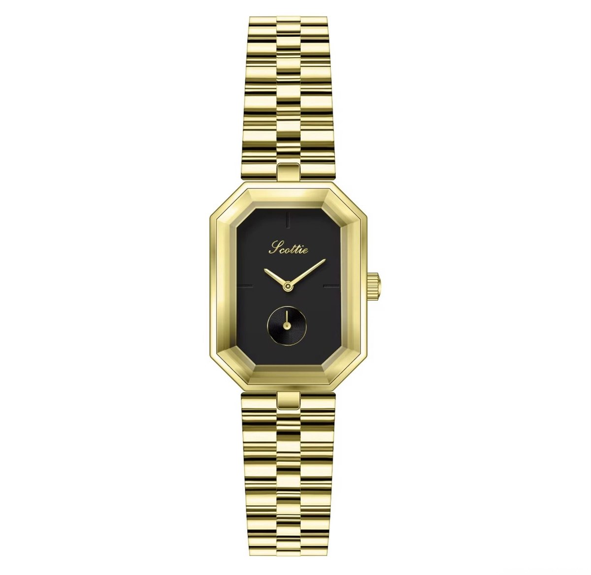 Scottie Dames Horloge Rechthoek GoudZwartkleurig | Dames Horloges | Dames Sieraden | Horloge | Luxe Geschenkdoos |