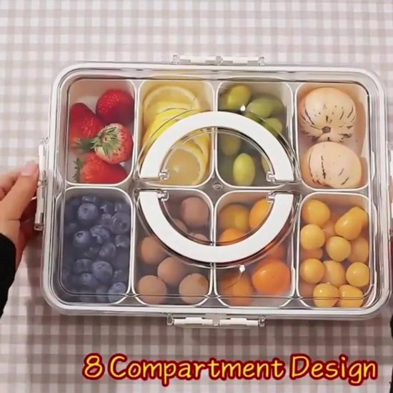 Snackbox met vakken, 8 vakken, snackschaal met deksel en Snackbox met vakken, 8 vakken, snackschaal met deksel en
