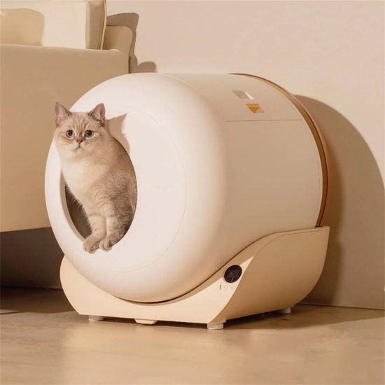 Zelfreinigende kattenbak - 105L automatische kattenbak voor meerdere katten, 1 rol vuilniszakken en mat inbegrepen, app-bediening, klein wit Zelfreinigende kattenbak - 105L automatische kattenbak voor meerdere katten, 1 rol vuilniszakken en mat inbegrepen, app-bediening, klein wit
