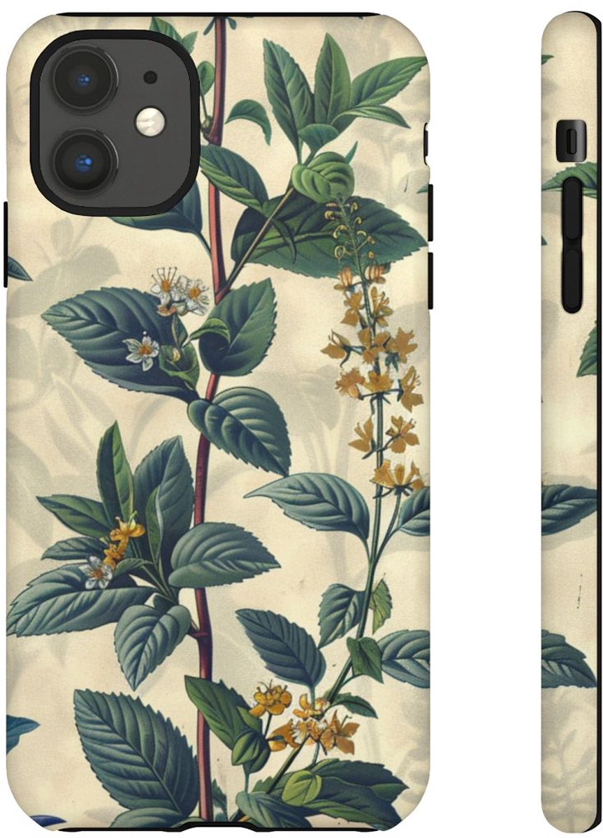 Vintage Botanisch Kruidenpatroon – Telefoonhoesje Geschikt voor iPhone 11
