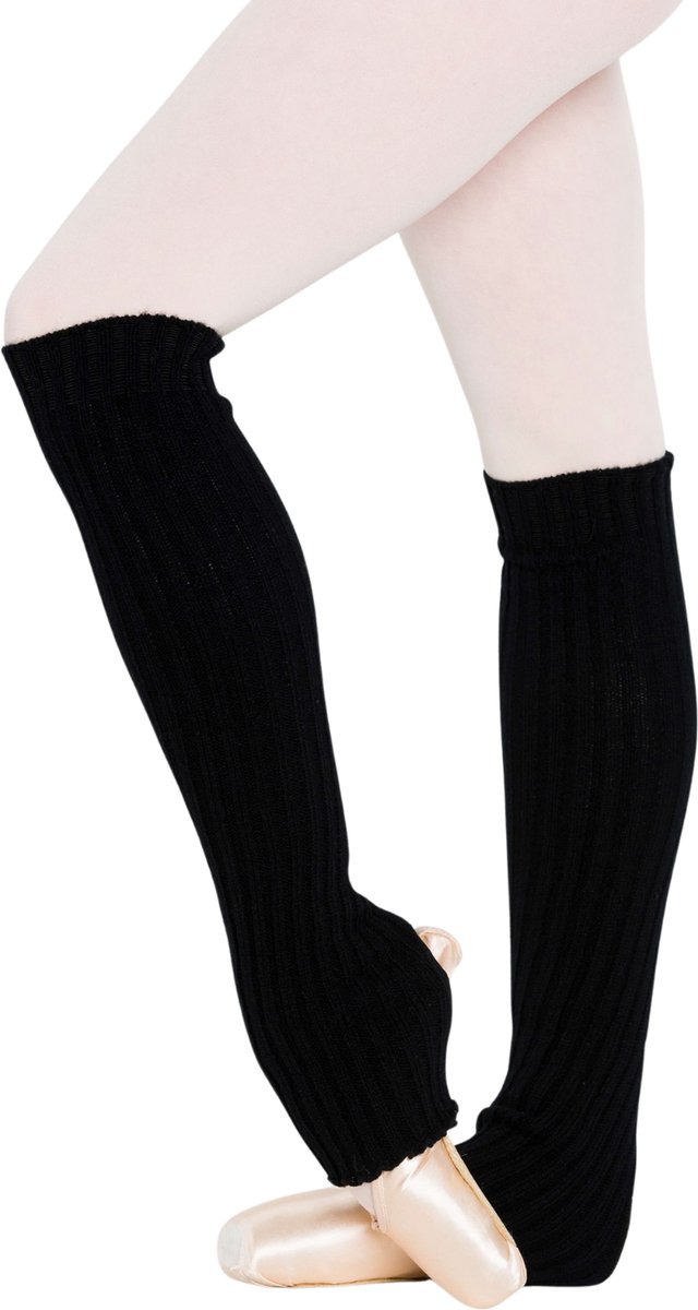 Dancer Dancewear® Ballet beenwarmers in topkwaliteit - 60 CM in Zwart - Met hielgat - Echte klassieke beenwarmers voor Ballet & Dans - Legwarmers