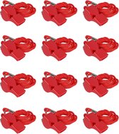 Scheidsrechtersfluit - 12 stuks - Fluit - Met Koord - Professionele noodfluitjes - Fluitje - Outdoor Fluit - Sport Fluit - Rood