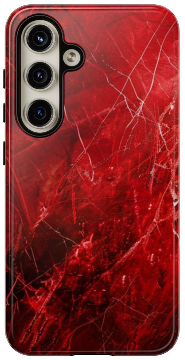 Rode Marmerstructuur met Nerven – Telefoonhoesje Geschikt voor Samsung Galaxy S24