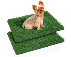 Hondentraining pee pads gras - 2 herbruikbare hondentoiletten voor puppy's en ouderen