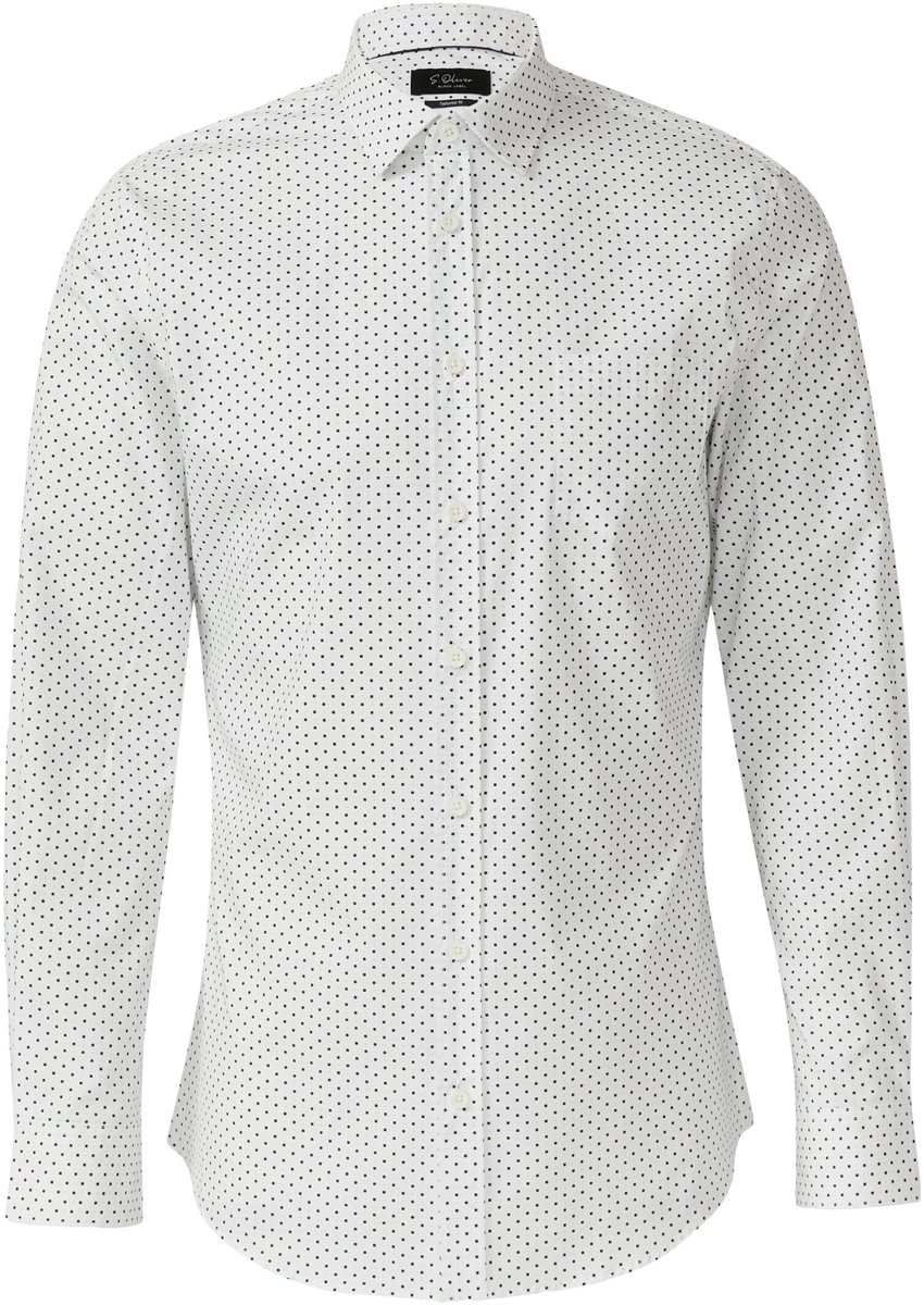 s.Oliver BLACK LABEL - Heren hemd - Maat 39 - Mannen - wit - katoen
