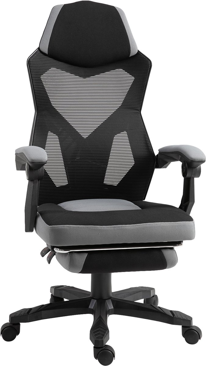 Vinsetto-Bureaustoel-58x63x122cm-Stof-Grijs