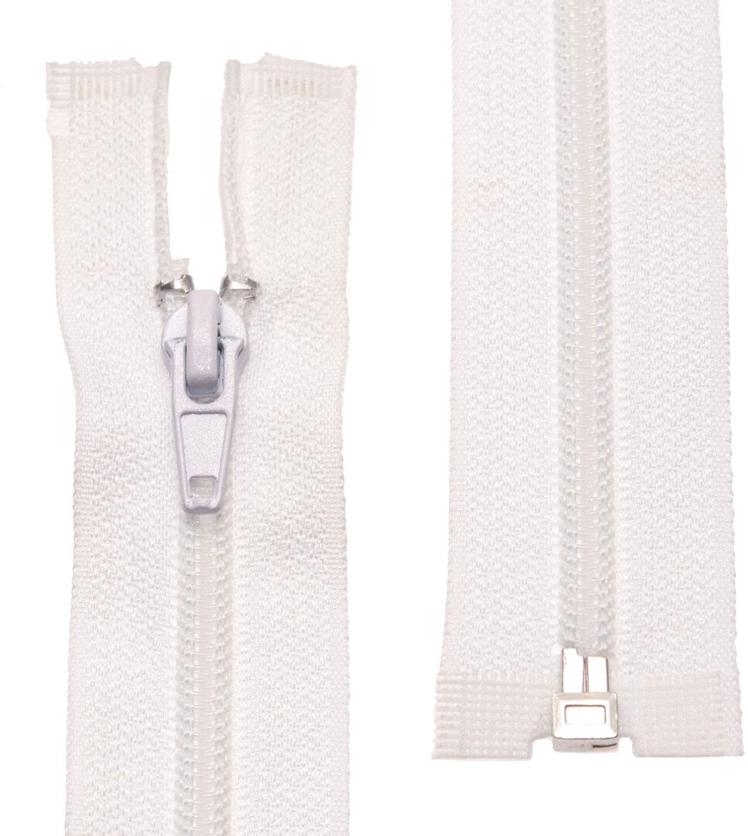 deelbare rits wit 65cm - nylon deelbaar - witte