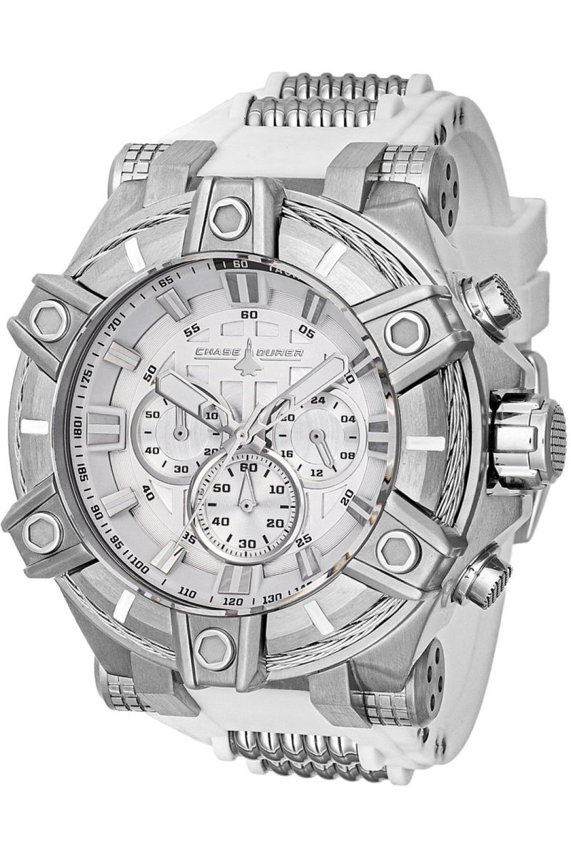 Chase Durer Chase Durer CDW-0136 Heren Horloge - Waterdicht - Analoog - Quartz Uurwerk - Roestvrij Staal met zilveren Wijzerplaat - 52mm