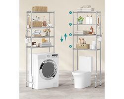 QPFO® Wasmachine Ombouw Rek – Metalen Opbergrek Duifgrijs – Ruimtebesparend Wc Meubel – 30x63x176 cm