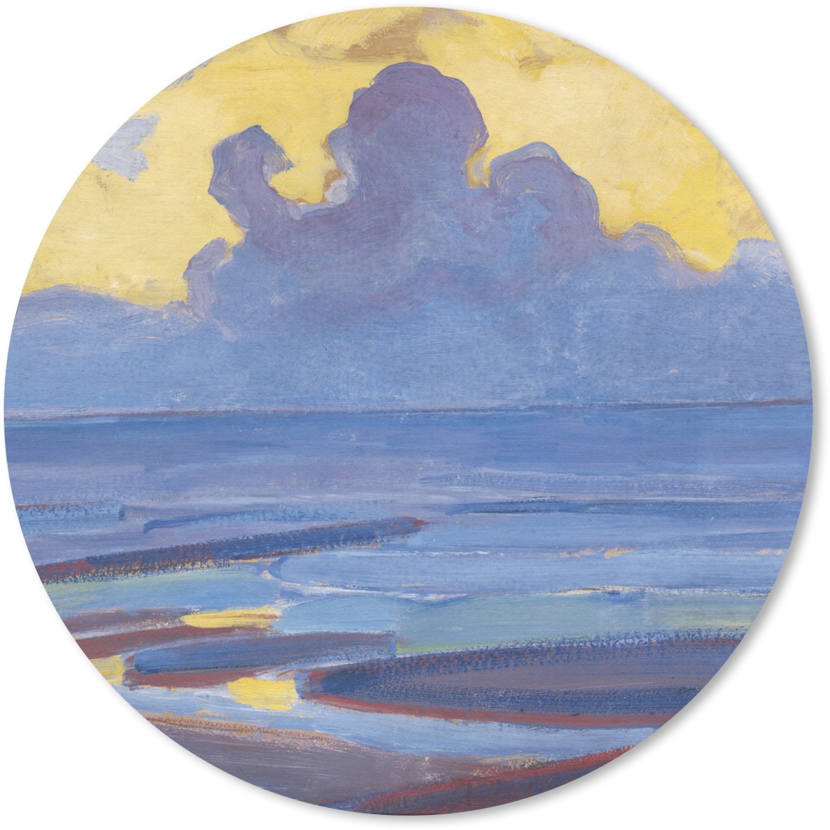 Muismat rond 30x30 cm - Mousepad Aan de zee - Piet Mondriaan - Ronde muismatten