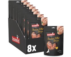 Rosewood Chicken Fillet Strips Small - Hondensnack voor Kleine Honden - 97% Kip - Eiwitrijk & Vetarm - Zonder Kunstmatige Toevoegingen - 8 zakjes à 170g
