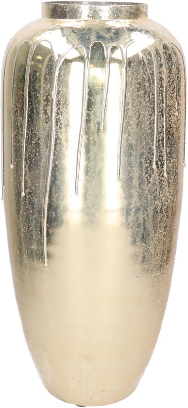 Foto: Mega collections vaas oman drip goud glas druip effect d24 x h53 cm bloemenvaas