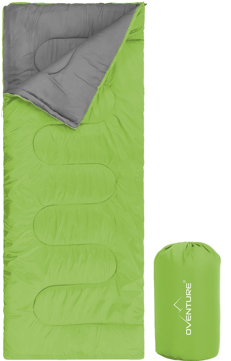 Oventure slaapzak SleepPlus - groen | 3-seizoenen slaapzak | Comfortabel tot 8 °C | Voor kamperen, logeren en festivals