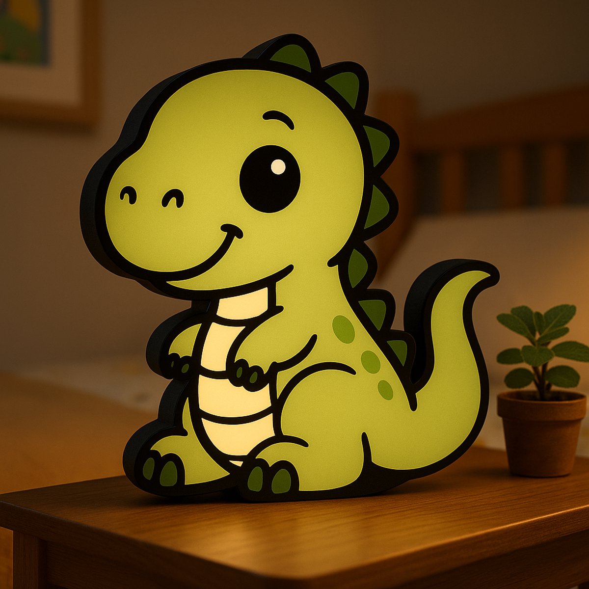 Cartoon T-Rex Nachtlampje – 3D Dieren Lightbox met USB – Schattige Dino Lamp voor Kinderka