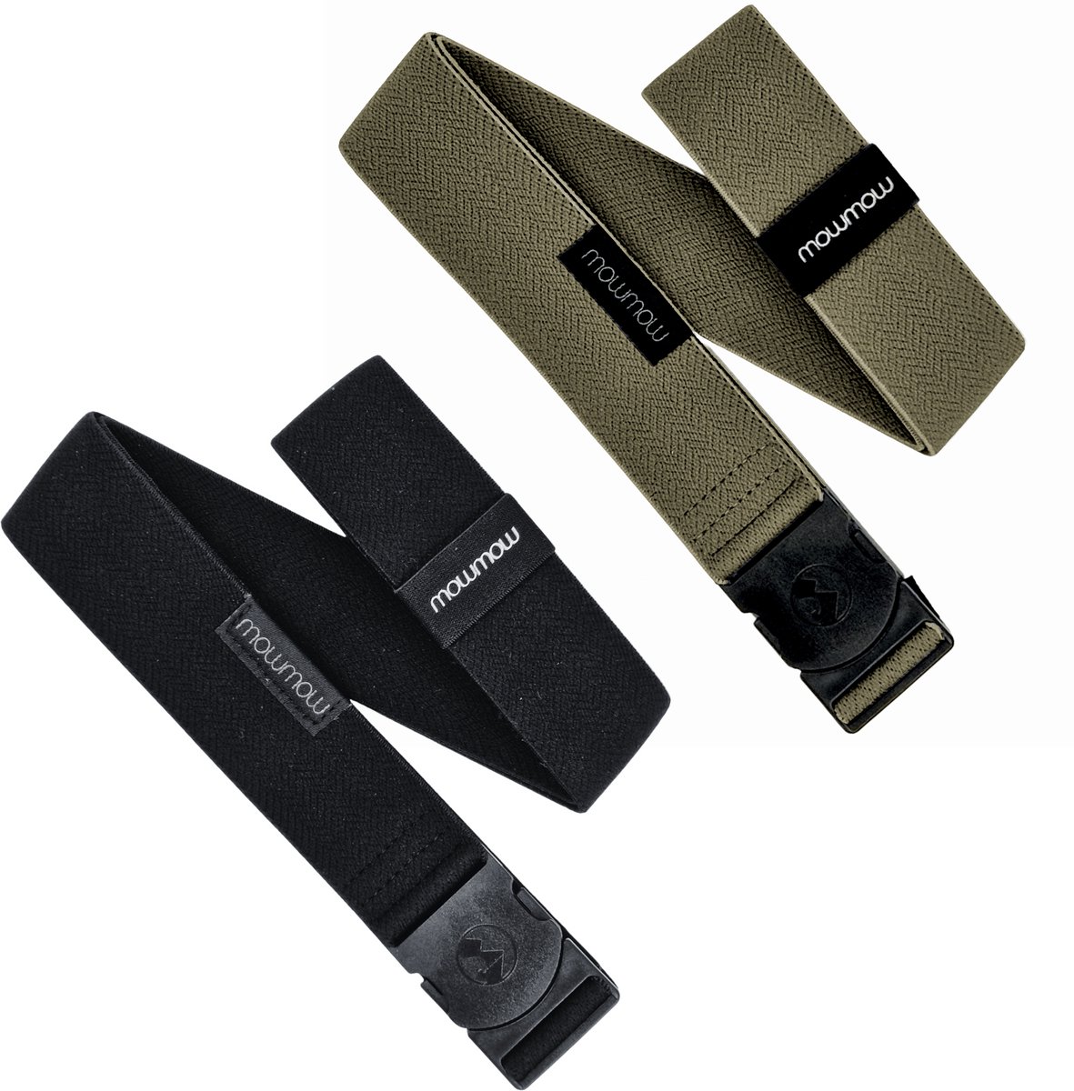 MowMow 2-pack Elastische riem - Stretch - 105 cm - Heren - Dames - Zwart + Groen