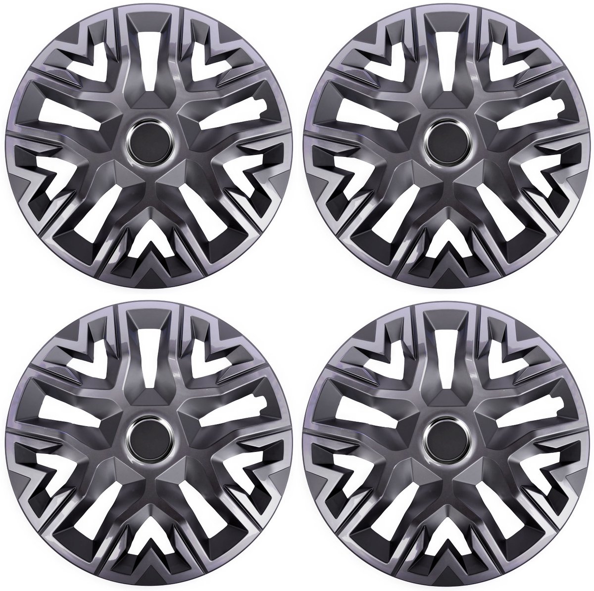 NRM Wieldoppen Perfecto 14 inch - grafiet gelakt - 4 stuks - ABS kunststof