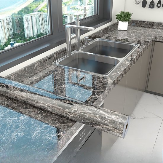 3 Rollen Zelfklevend Behang - Muurdecoratie - Waterbestendig en Hittebestendig - PVC Interieurdecoratie - 40 cm x 1 m - Jazz bruin