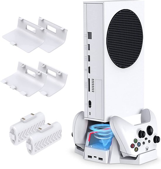 Console Standaard - Uitgerust met Dubbele Ventilator Koeler - Oplaadstation Controller Oplader - Docking Station - Geschikt voor Xbox Series X