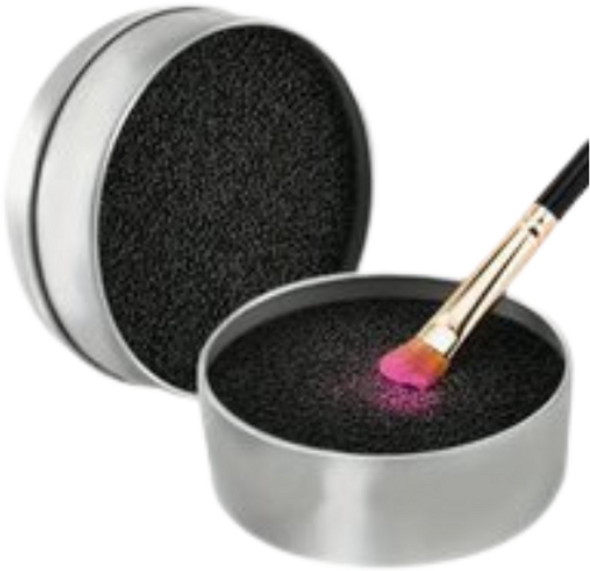 Blikje - reiniging - reinigingsblikje - poeder make up - met spons